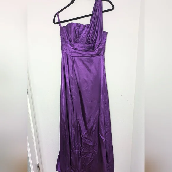 Fashion Finland One Shoulder Purple Long Maxi Dress Sz S Lined Prom Wedding Y2K - Picture 9 of 10